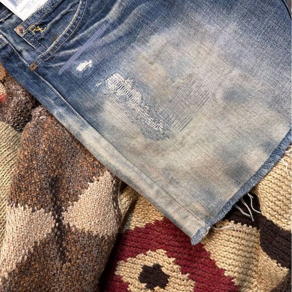 Polo Ralph Lauren Lawrence Repaired Destroyed Denim Mini Skirt - Picture 4 of 16